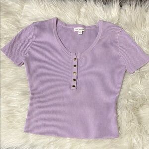 Blu Pepper Lilac Ribbed Cropped Top Size L